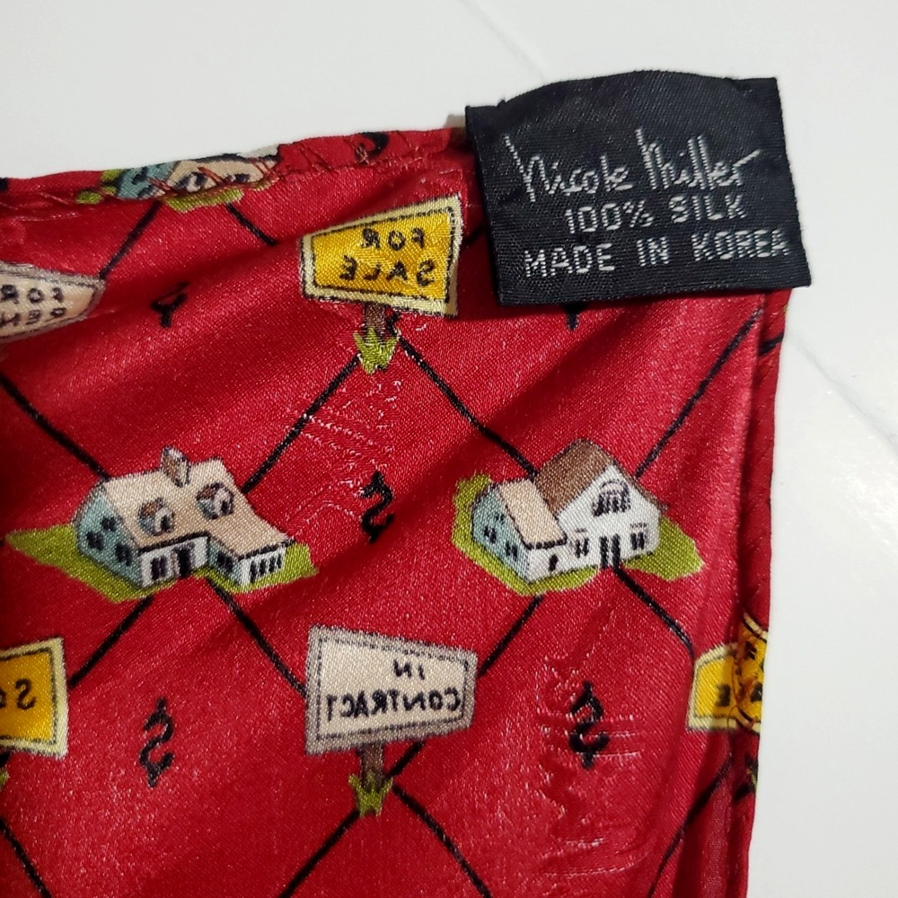 100% silk scarf Designer Lux NICOLE MILLER Vintage Logo 20" SQUARE - Picture 5 of 8